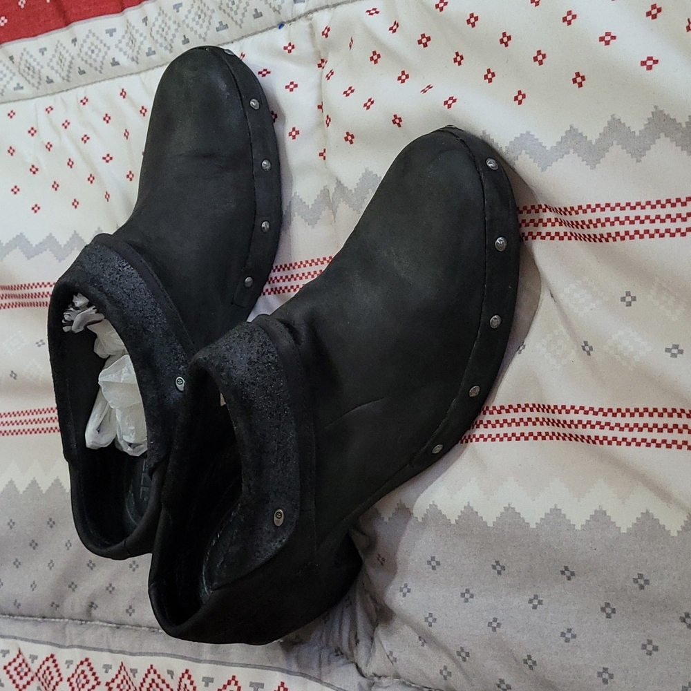 Merrell Womens Clog Leather Shoes Black Size 10